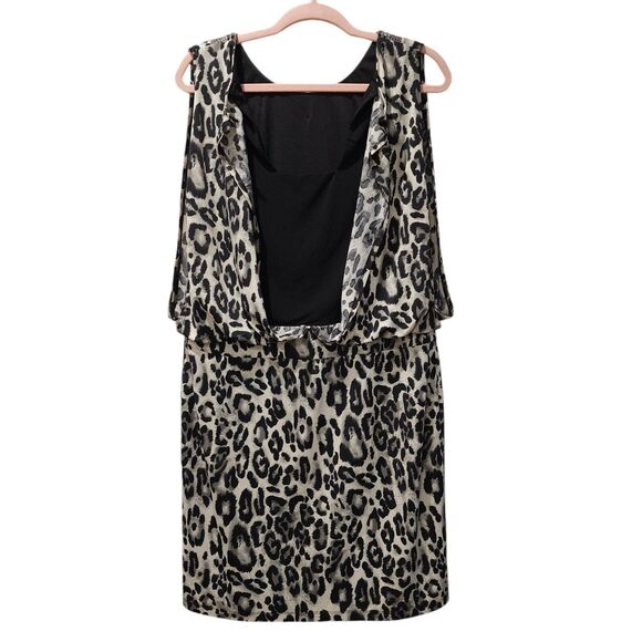 Dressbarn‎ Collection Leopard Print Dress Lined Embellished Size 16 Black Tan - Picture 8 of 12